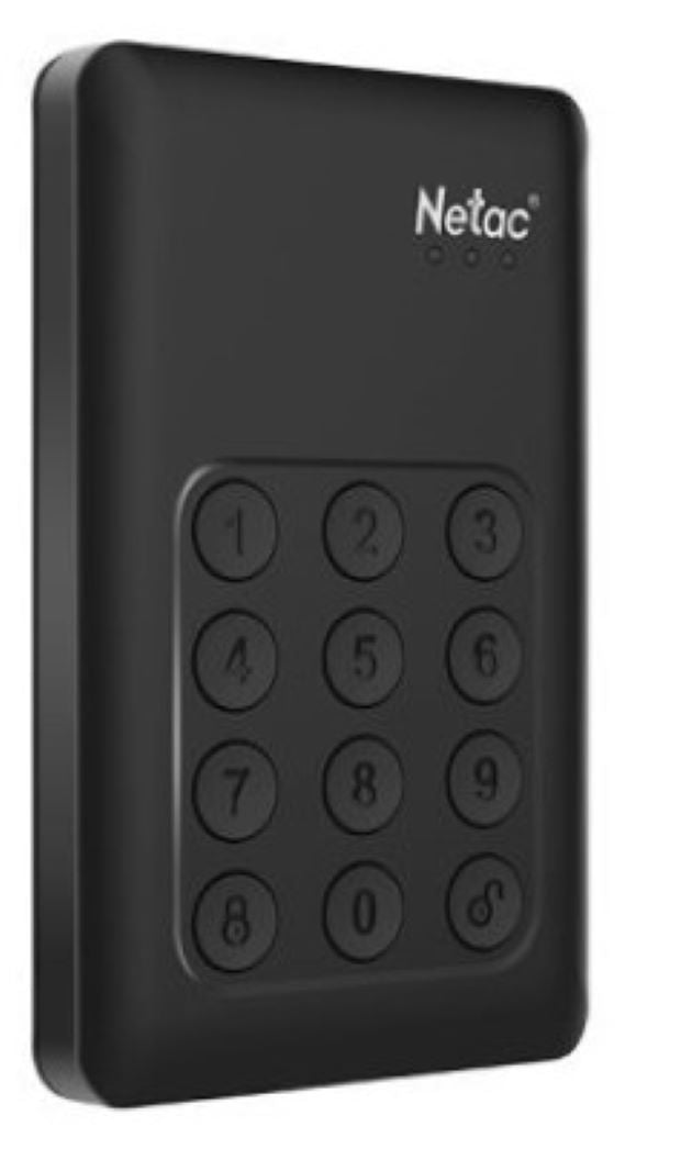 Netac 2.5 USB3 1TB SECURE External Hard Drive with AES256 Encryption for enhanced data protection and storage.