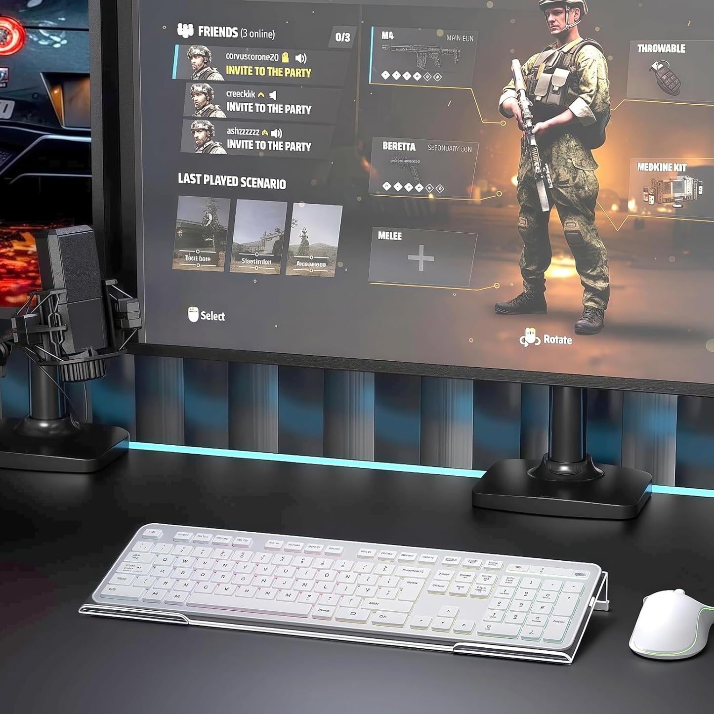 M-Link acrylic keyboard stand on office desk