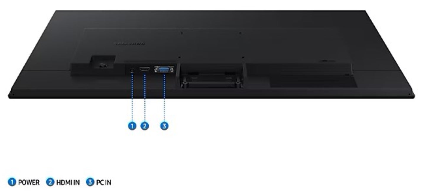 Samsung LS27D300GA 27'' FHD IPS Monitor; Borderless Design features sleek ports for seamless connectivity and enhanced visuals.