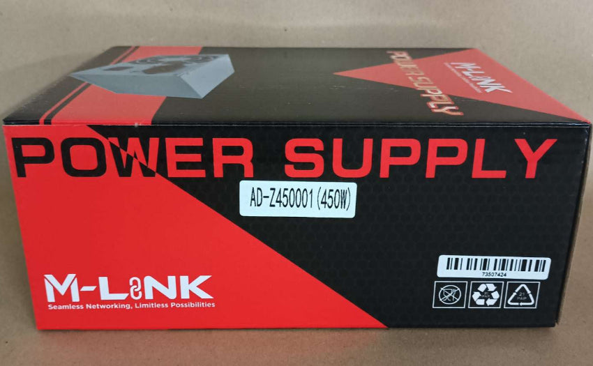M-Link 450W Micro ATX PSU Computer Power Supply (PSU) offers compact efficiency for micro ATX cases, ideal for daily use.