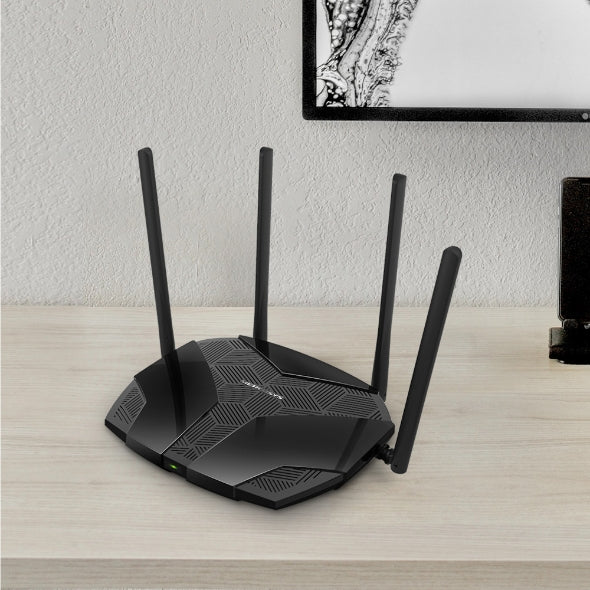 MERCUSYS MR70X router on desk home office setup