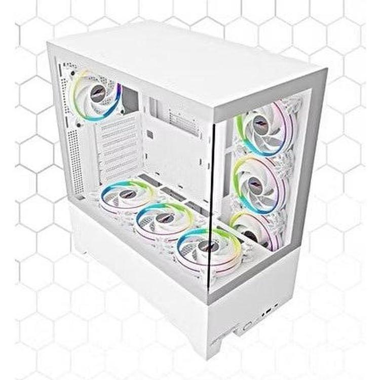 Mid-Tower Case - Stylish White Steel and Tempered Glass Design, No PSU Included OCCASAATXWH