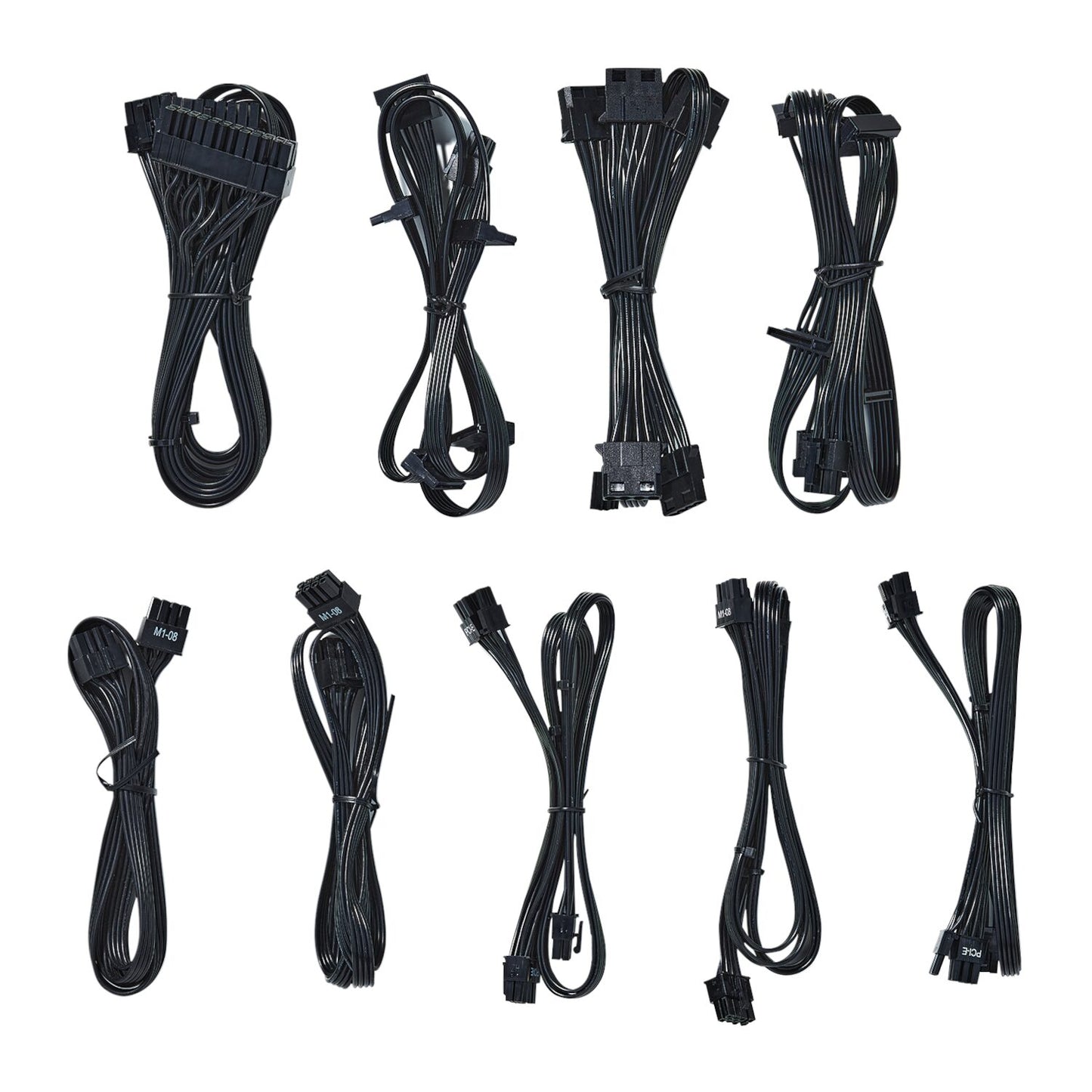 Antec NeoECO Gold Modular 850W Power Supply Unit (80 PLUS® Gold, PCIe 5.0 Ready, Full Modular) cables arranged neatly.