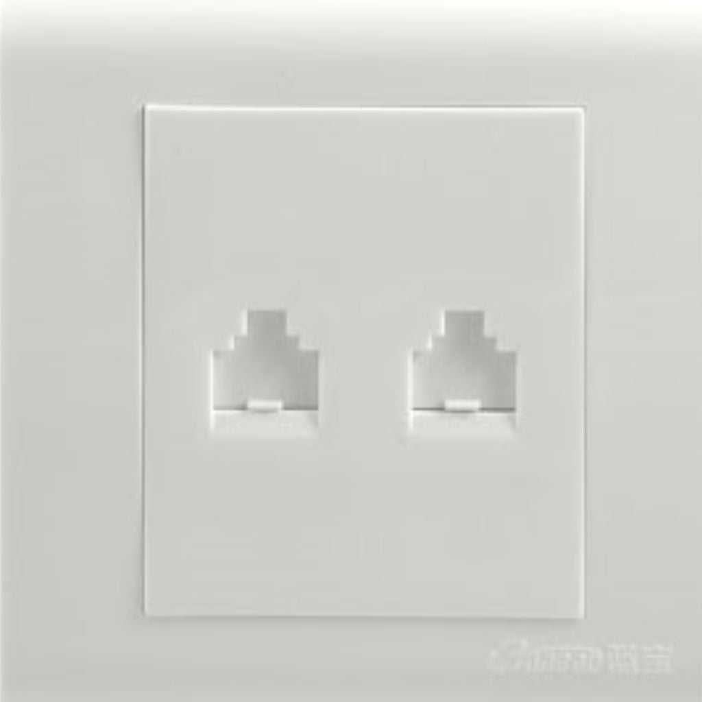 RJ45 and RJ11 dual port faceplate for home or office