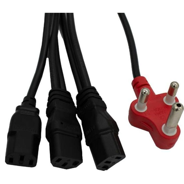Dedicated SA 3-pin to triple IEC C13 power cable PC-6D3IC13BK3.8