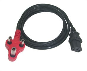 PWR Dedicated to Single Headed Kettle Cable 1.8m with sturdy red plug and heat-resistant black cord for safe power connection.