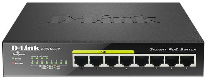 PRE-Loved D-LINK DGS-1008PE 8 Port 10/100/1000 (4X Poe) Switch