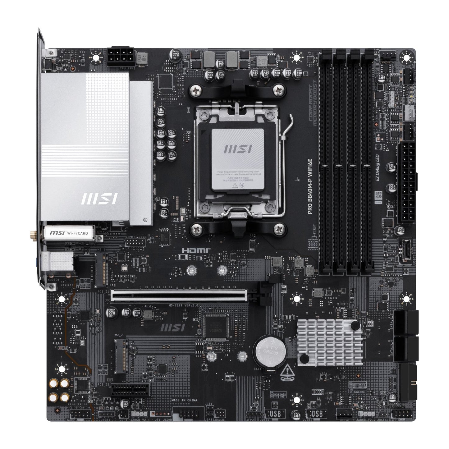 MSI PRO B840M-P WIFI6E Micro-ATX Motherboard – AMD AM5, DDR5, PCIe 4.0, M.2, USB 3.2, Wi-Fi 6E | MSI Store