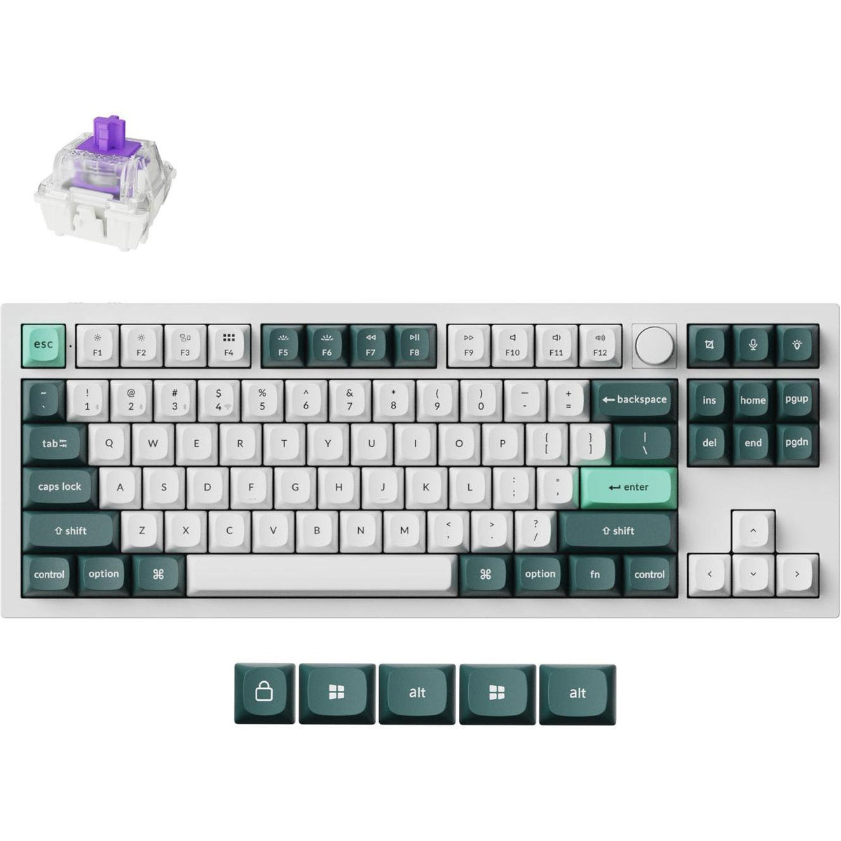 Keychron Q3 HE QMK 80% Wireless Custom Keyboard (Nebula Switch) - Shell White
