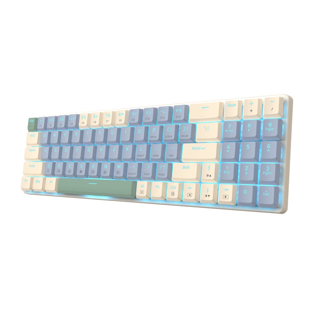 Redragon BS8772 Wireless Keyboard and Mouse Combo - Cream/Blue