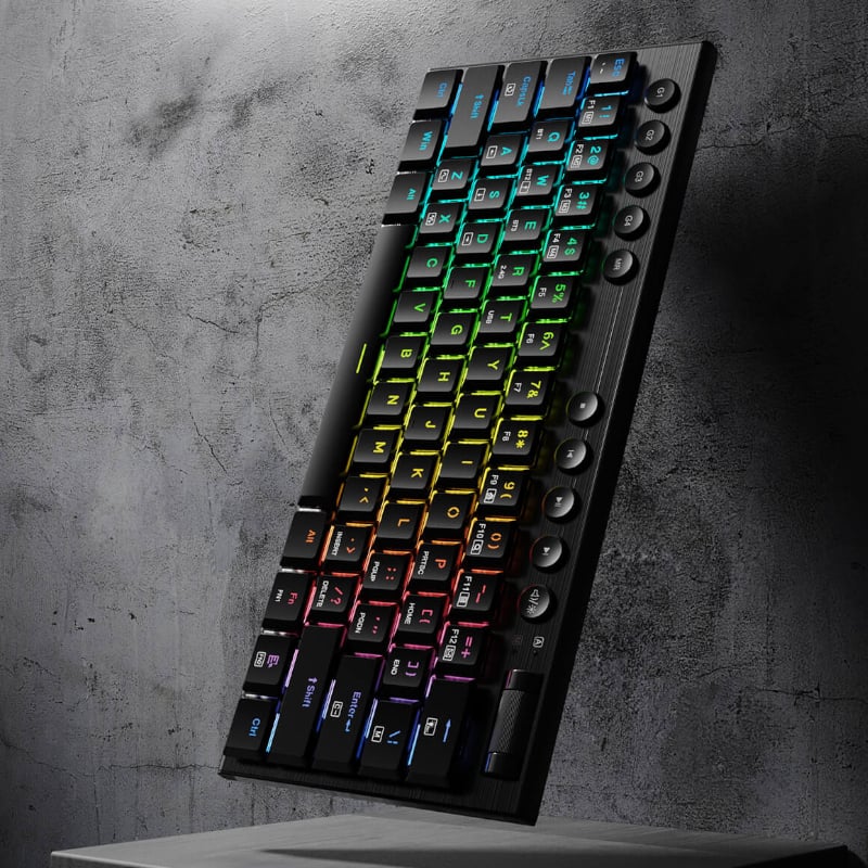 REDRAGON Horus Mini Pro 61Key Wireless Bluetooth Red Switch RGB Low Profile Gaming Mechanical Keyboard - Black