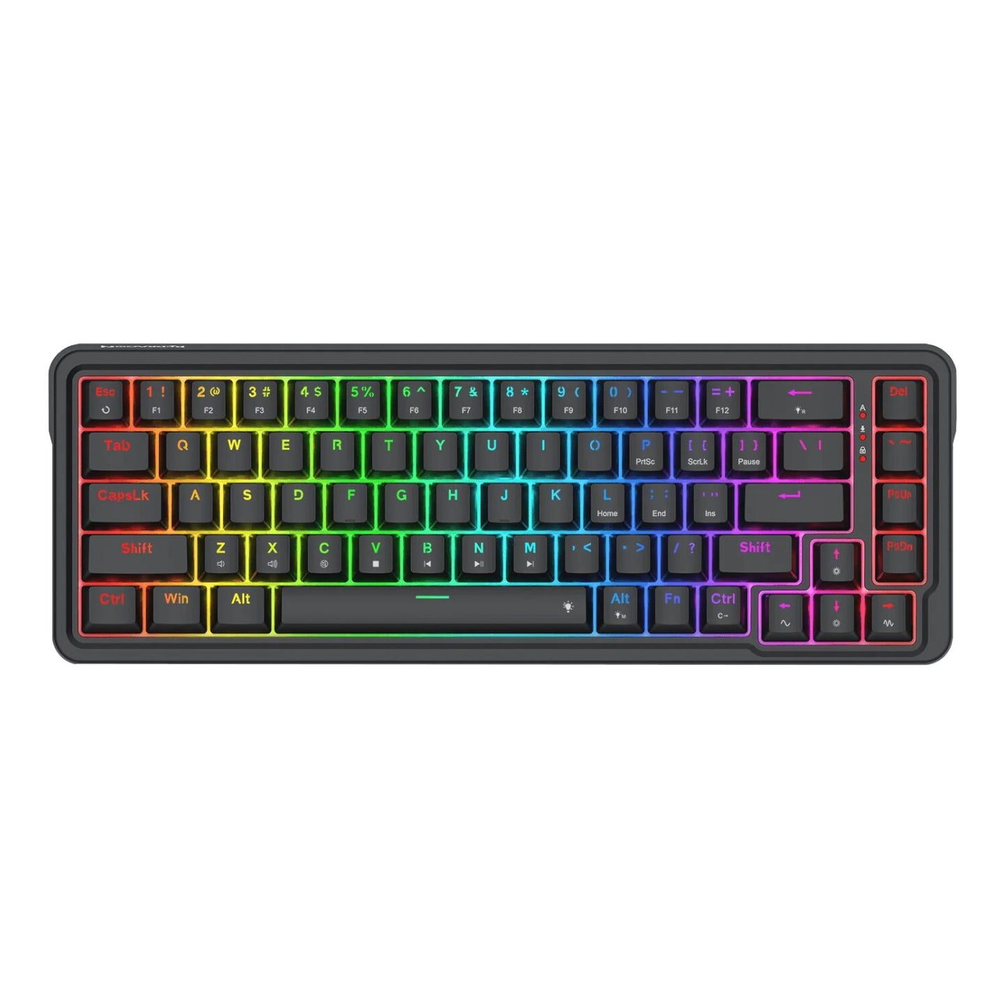 Redragon NOVA K709 65% Wired Gasket RGB Gaming Keyboard - Black features vibrant RGB lighting and a compact design.