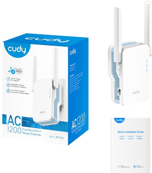 Cudy AC1200 WiFi Range Extender | Wall Plug