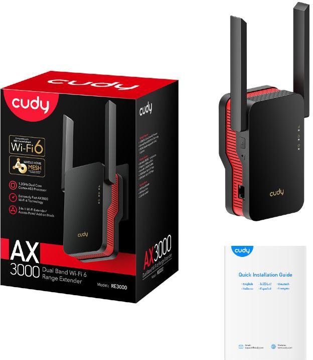 Cudy AX3000 WiFi Range Extender | Wall Plug
