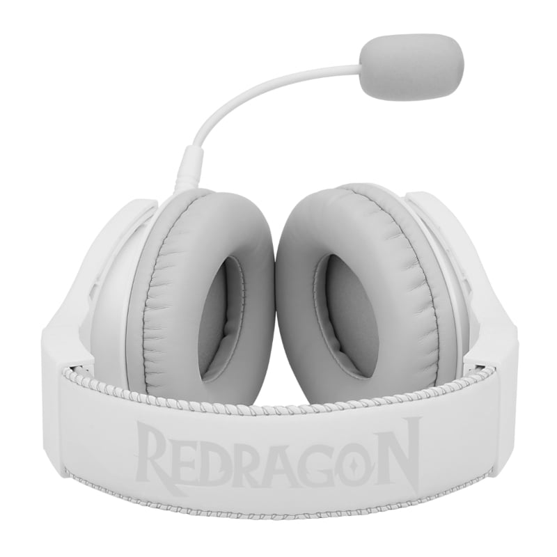 Sleek REDRAGON Over-Ear PANDORA USB (Power Only)|Aux (Mic and Headset) RGB Gaming Headset - White for immersive gaming.