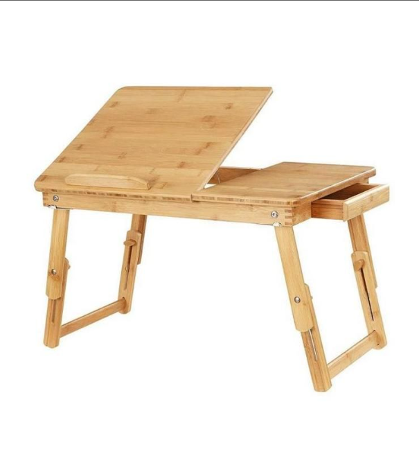Desk B: 50X30cm Bamboo Workspace - Sustainable compact eco-friendly desk with adjustable top and drawer for small spaces.