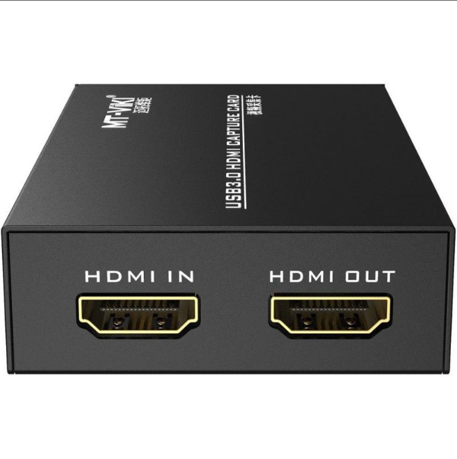 MT-VIKI USB 3.0 HDMI Capture Card – Record HD Video & Audio in Real Time, featuring HDMI input and output ports.