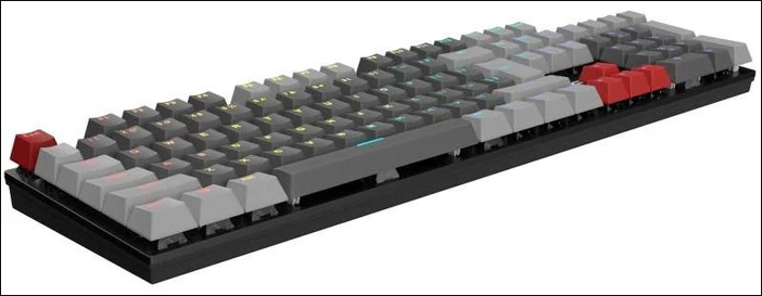 PRE-Loved ZERO PRO 104-Key RGB USB Mechanical Gaming Keyboard - RF-OCZRP104LGR with dynamic RGB backlighting.