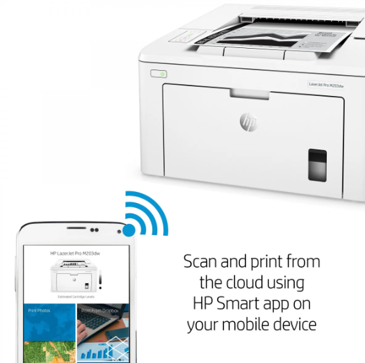 PRE-Loved HP LaserJet Pro M203DW - Compact Wireless Laser Printer, Reliable for efficient home or office printing.