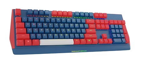 PSG E-Sports KR1 Pro Wired Mechanical Keyboard – Red Switches, RGB Backlight, Anti-Ghosting with vibrant design.