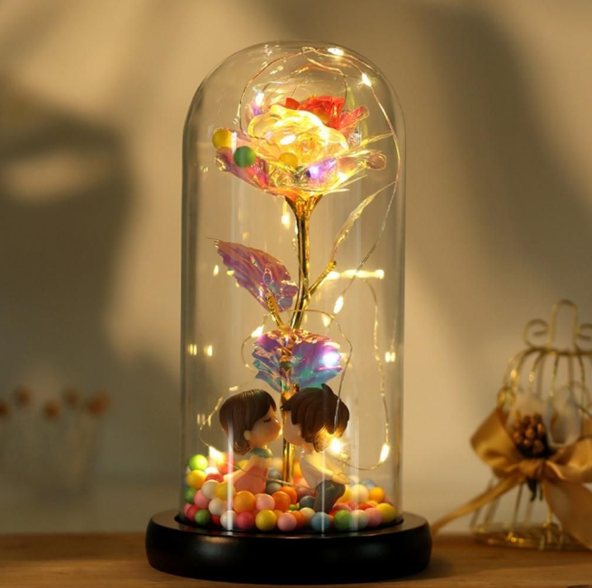 Illuminate your space with the Romantic Forever Rose in a Glass Dome Night Light - VTS-SR, a timeless love token.
