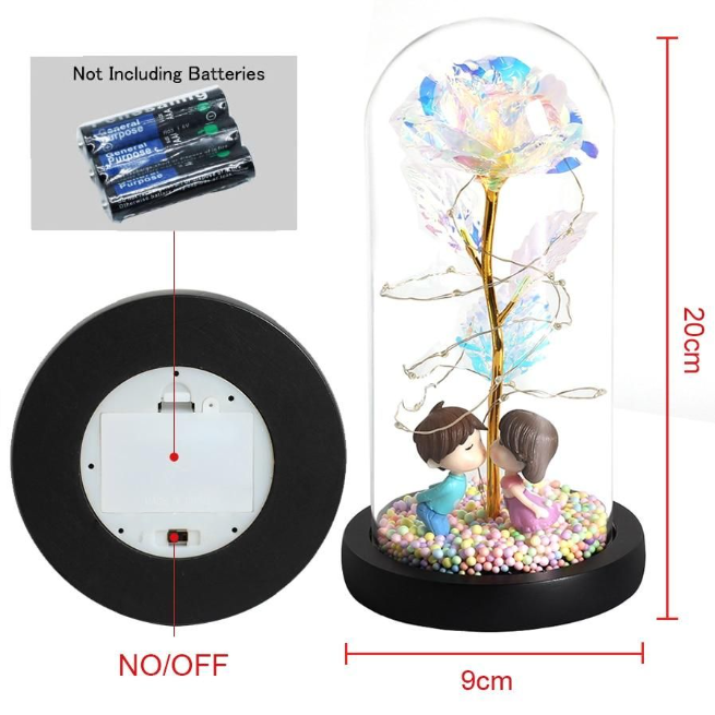 Romantic Forever Rose in a Glass Dome Night Light - VTS-SR, a stunning gift radiating love and charm. Perfect for any occasion.