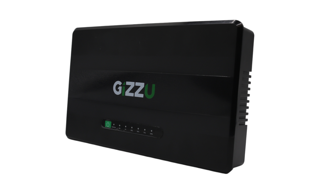 GIZZU 60W 65Wh 17600mAh Mini POE DC UPS Lithium - Black provides reliable power during outages for your devices.