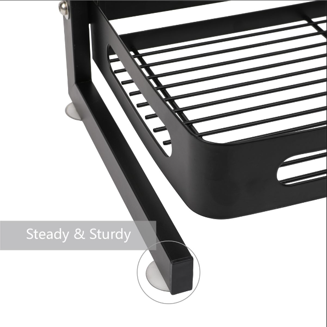 Silkinder 3-Tier Spice Rack – Free-Standing, Multifunctional Kitchen Organizer - Black with sturdy metal frame and anti-slip feet for stability
