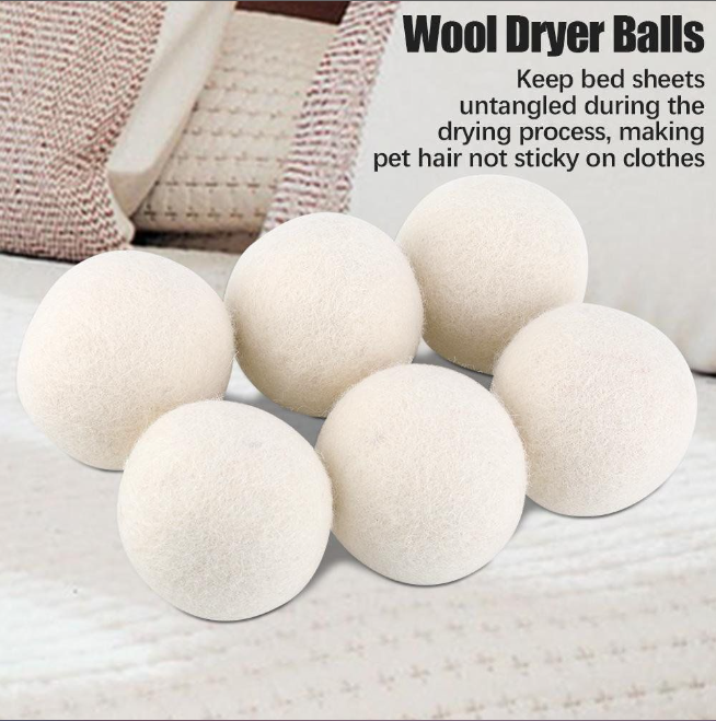 Eco-Friendly Wool Dryer Balls (6-Pack) – Hypoallergenic by Silkinder keep laundry soft, static-free, and reduce drying time.