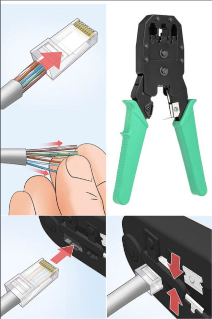 TBYTE Network Installation Kit - Crimper, Tester, Punch Down Tool for efficient network setup and repairs.