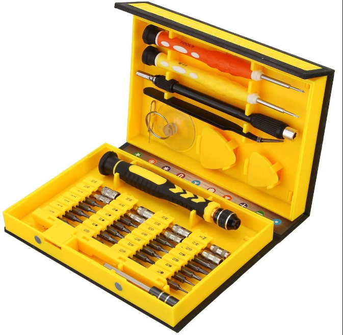 38-Piece Multi-Function Screwdriver Tech Repair Kit with magnetic handle and 38 precision bits for electronics repairs by iFixit.