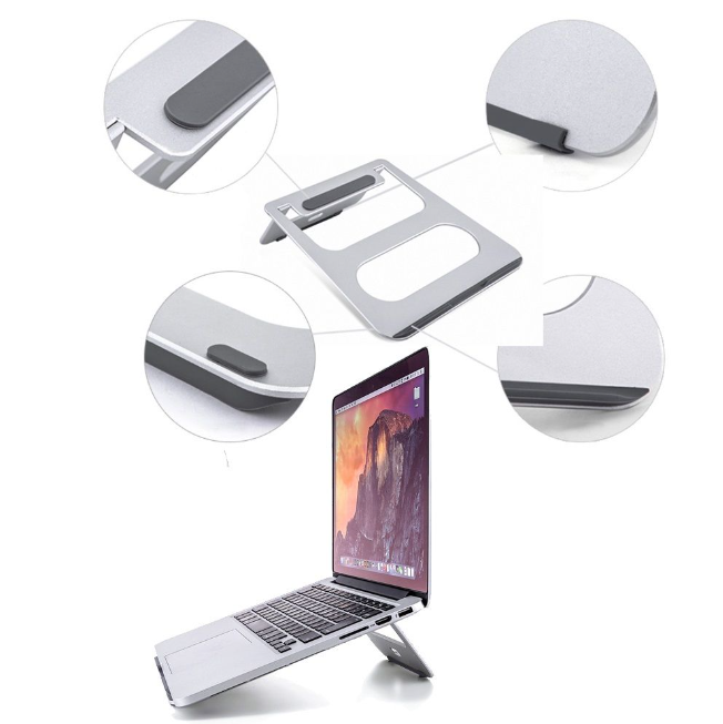 TBYTE Slim Aluminum Laptop Stand - Adjustable Cooling Riser for MacBook/PC with ergonomic design and secure aluminum build from TBYTE Store.
