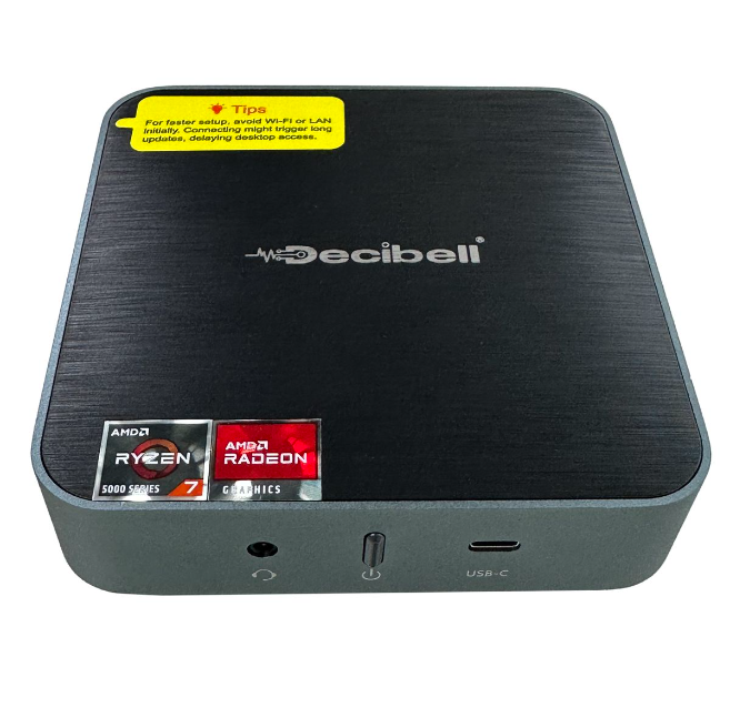 Decibell AM02 Pro Mini Desktop AMD Ryzen 7 16GB RAM 1TB SSD Win11 Pro offers powerful performance in a compact design.