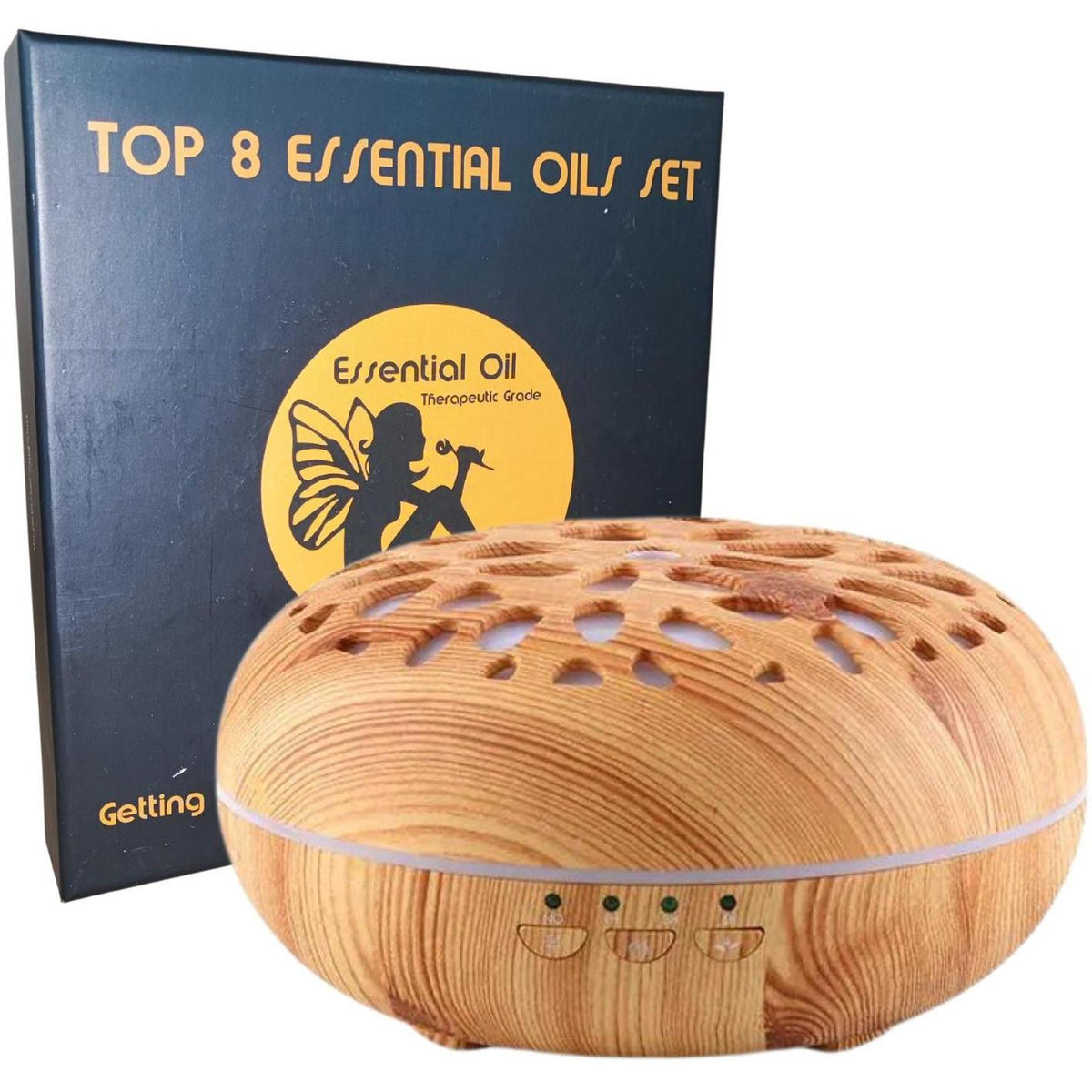 Silkinder Floral Round Aromatherapy Diffuser with 8 Therapeutic Essential Oils