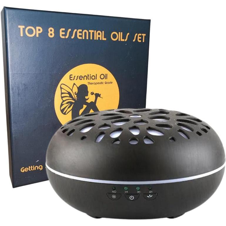 Silkinder Floral Round Aromatherapy Diffuser with 8 Therapeutic Essential Oils