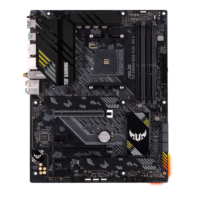 ASUS TUF Gaming B550M-Plus WiFi II: AMD AM4 Motherboard for Ryzen 5000 & PCIe 4.0, designed for durability and performance.
