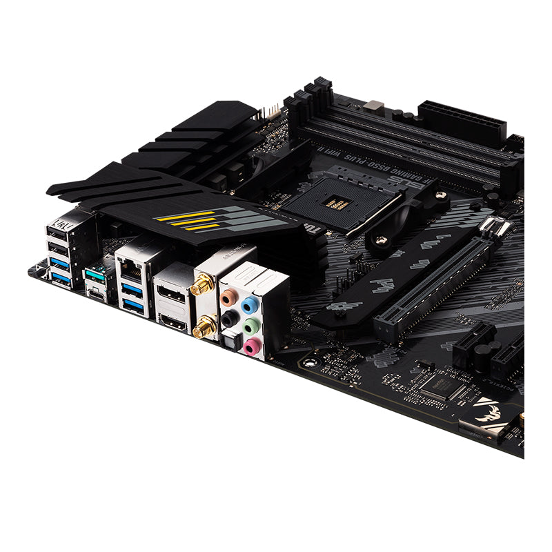 ASUS TUF Gaming B550M-Plus WiFi II: AMD AM4 Motherboard for Ryzen 5000 & PCIe 4.0, designed for gamers and builders.