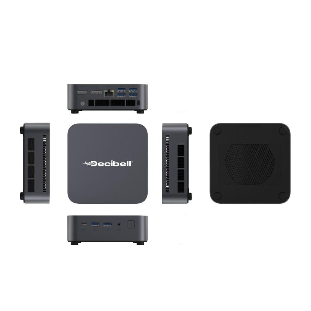 Decibell MINI PC R7 | 16GB RAM, 512GB SSD, Windows 11 Pro – Compact Powerhouse for Home gray mini PC multiple views