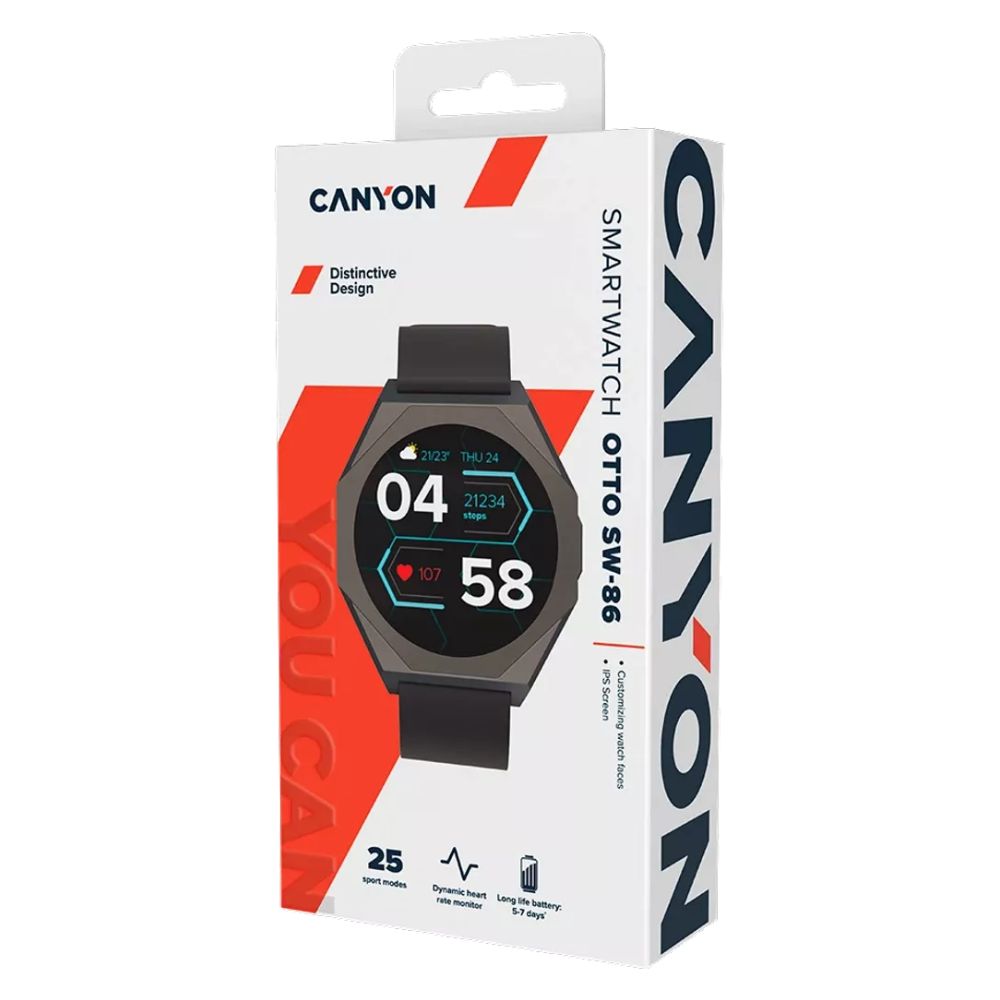 CANYON Smart Watch "Otto" SW-86 – Stylish Fitness Tracker with Heart Rate, SpO₂ & Smart Notifications