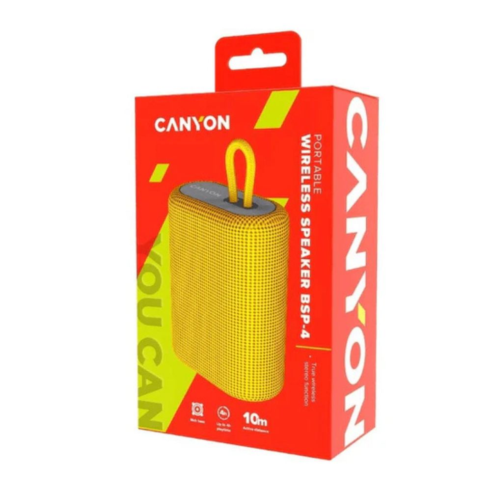 Canyon BSP-4 Yellow Bluetooth Speaker (CNE-CBTSP4Y) – 5W Portable Wireless with Battery in Canyon retail box