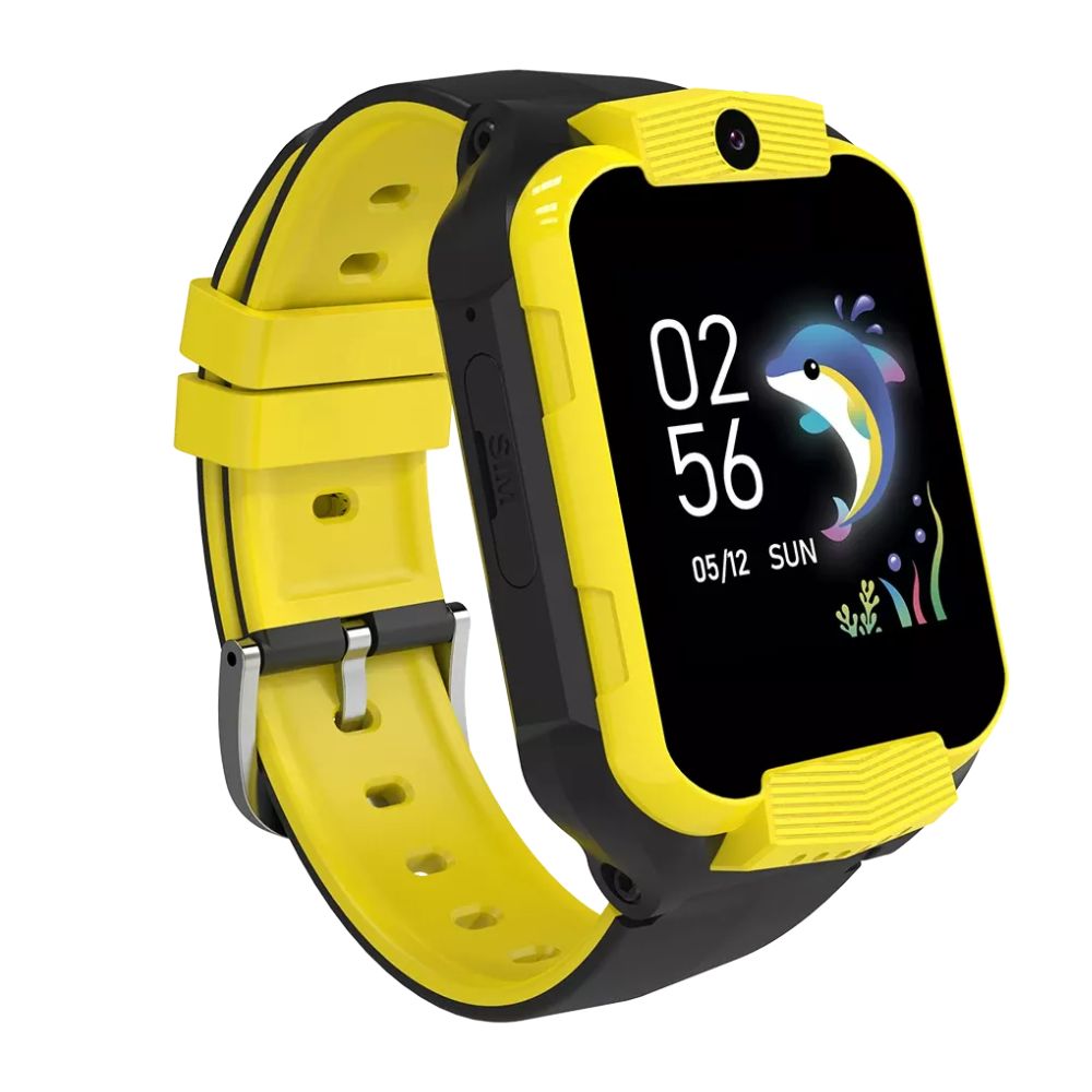 CANYON Cindy KW-41 4G Kids Smart Watch – GPS, Camera, Music, SOS, Video Call – Yellow/Black with dolphin watch face