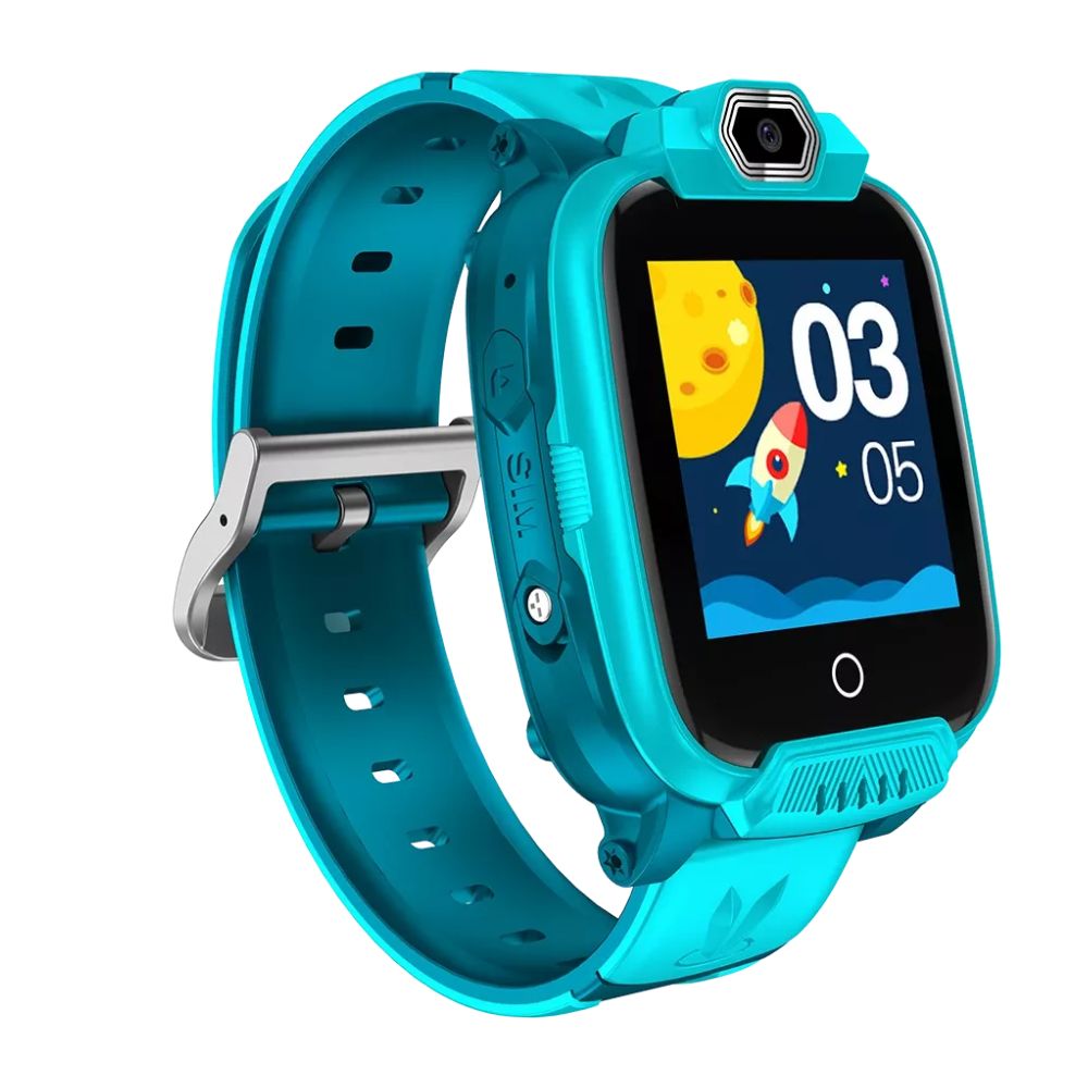 CANYON KW-44 Jondy 4G Kids Smartwatch – GPS Tracker, Camera, Music, SOS, Calls – Green (CNE-KW44GR) with teal strap and camera