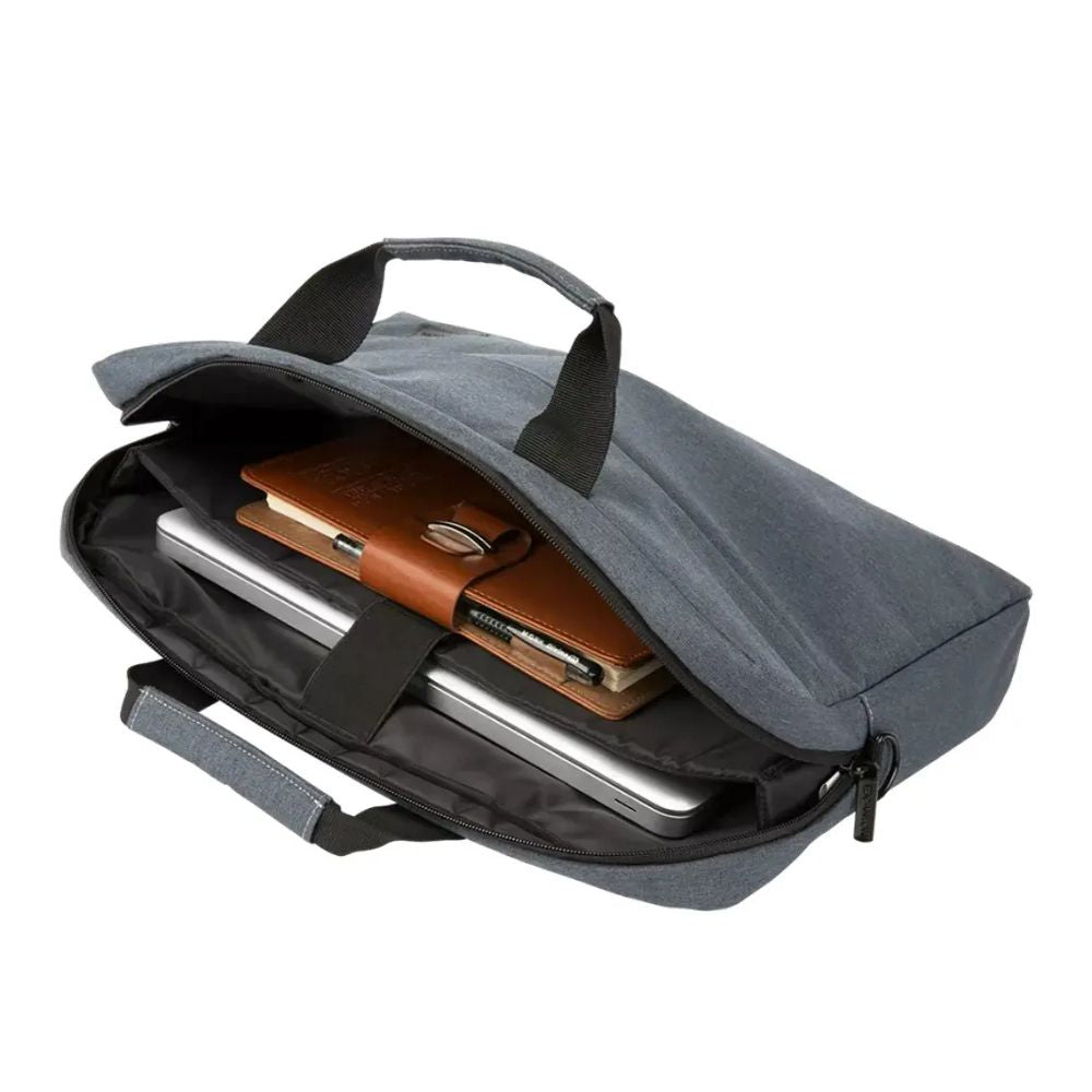 Canyon B-4 Elegant 15.6 Inch Grey Bag (CNE-CB5G4) – Practical Style and Reliable Protection, open showing laptop and notebook
