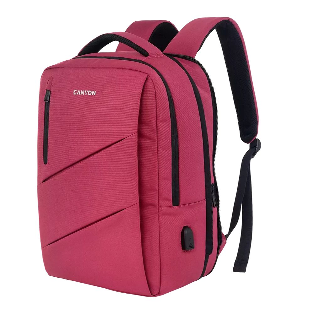 Canyon Durable 15.6" Laptop Backpack – Water-Resistant, Lightweight, 12kg Max Load – Red Polyester slim commuter bag