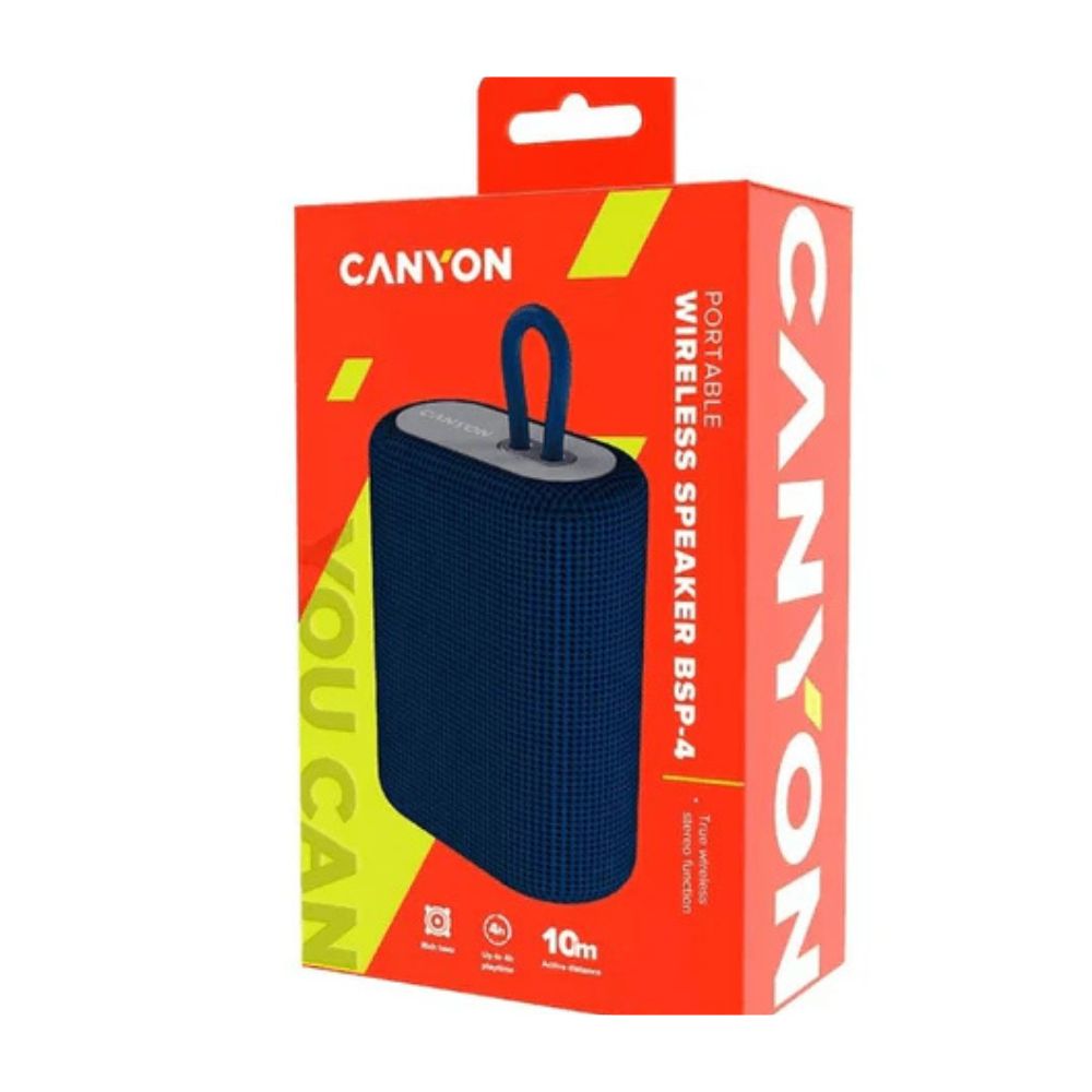 Canyon BSP-4 Bluetooth Speaker Blue (CNE-CBTSP4BL) – Portable, High-Quality Sound, Water-Resistant, Canyon boxed