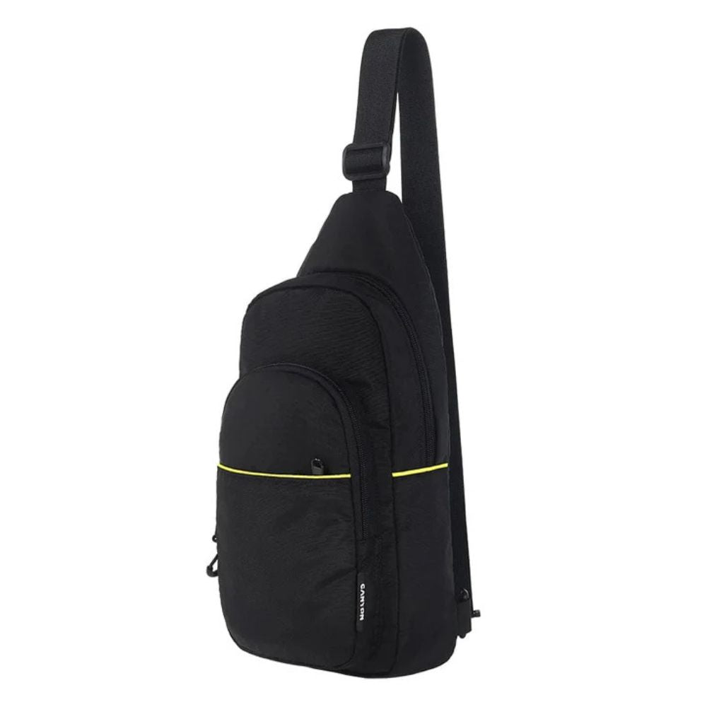 Canyon CB-2 Cross-Body Bag – Lightweight, Compact Shoulder Bag for Daily Use – Black (CNS-CBD2B1) with yellow trim