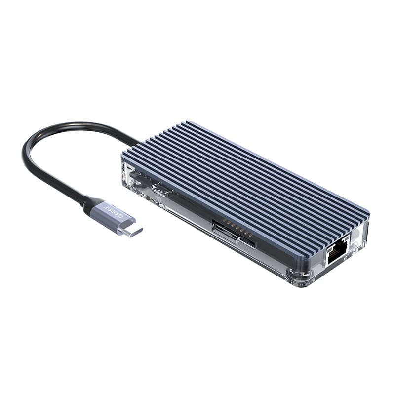 ORICO 8 PORT TYPE-C TRANSPARENT HUB - GR