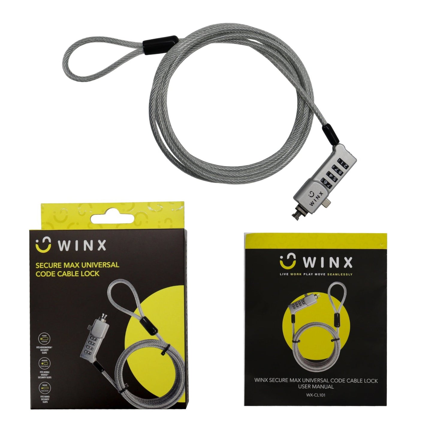 Secure your laptop with the WINX Secure Max Universal Code Cable Lock – Anti-Theft Protection for Laptops.