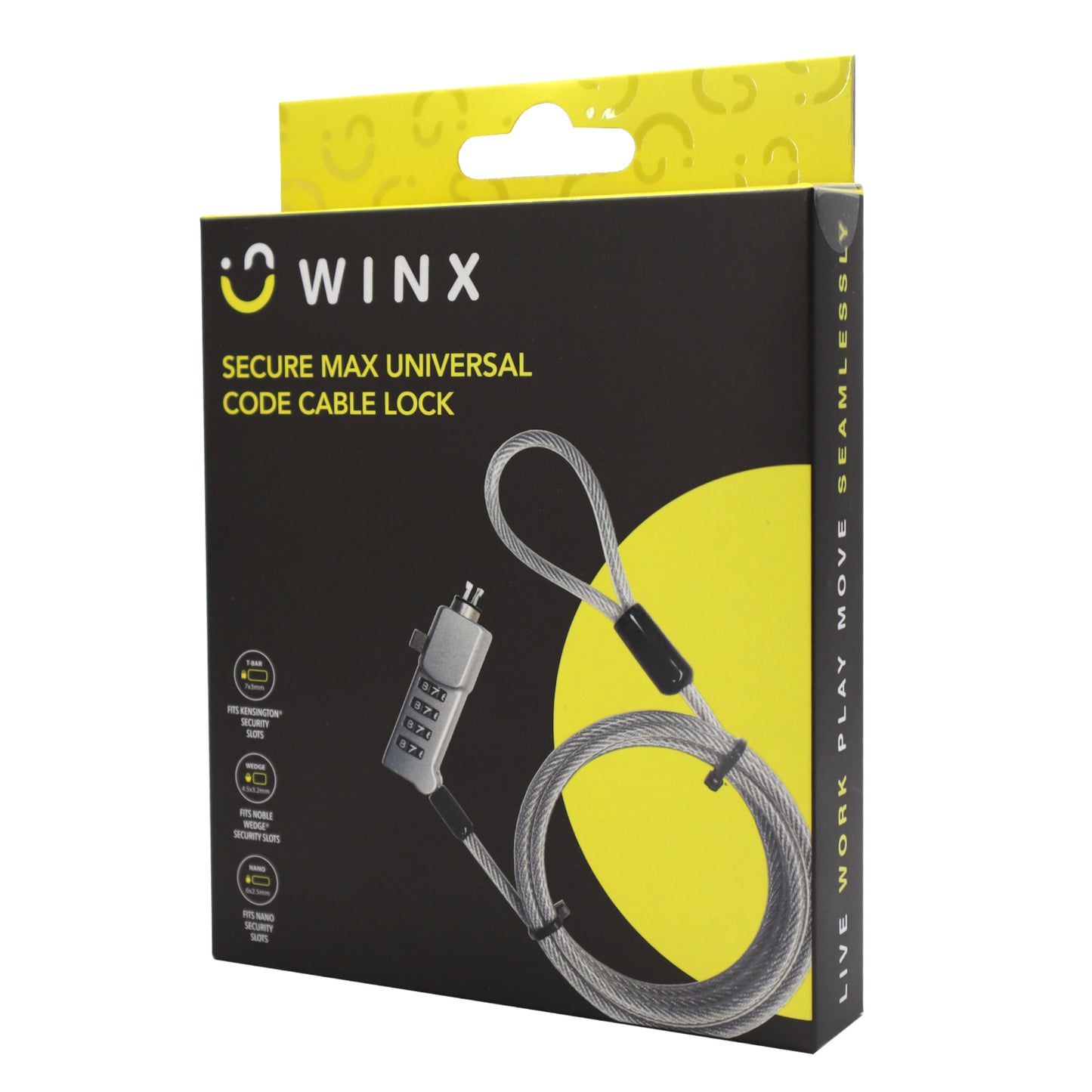 WINX Secure Max Universal Code Cable Lock – Anti-Theft Protection for Laptops offers secure tech protection on the go.