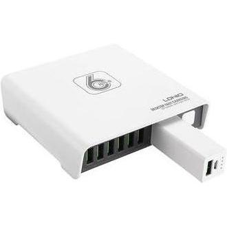 6 USB ports, auto device identification, 2.4A charging speeds, with a 2600mAh pop-out power bank.